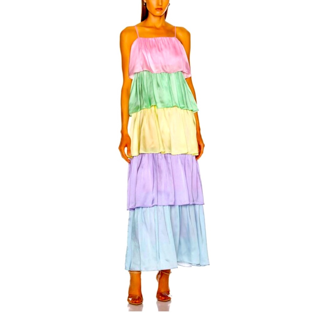 Olivia Rubin Rainbow Tiered Cici Maxi Dress New w/ tag
